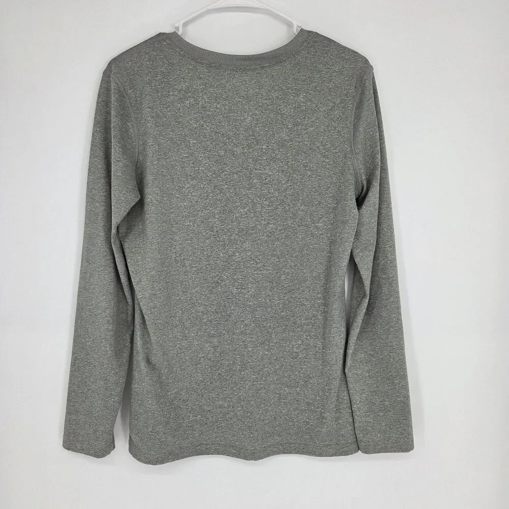 Nike Dri-FIT Womens Lot 2 Long Sleeve V-Neck Athletic T-Shirt Sz M Gray Orange